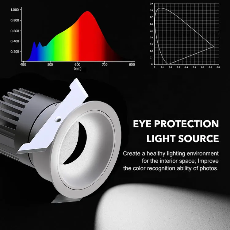 High CRI90 Eye Protection LED Recessed Ceiling Down Light, Frameless Design 15W COB Spot Light for Commercial & Residential Home Lighting