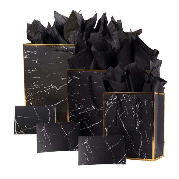 Напечатанные по заказу Luxury Eco Marble Black Gold Boutique Gift Carry Paper Bags для других токенов