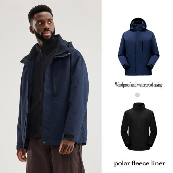 Manufacturer Custom Polar Fleece Lining Varsity Men's Jacket Outdoor Windproof Waterproof Jogger Interchange Jacket for Men