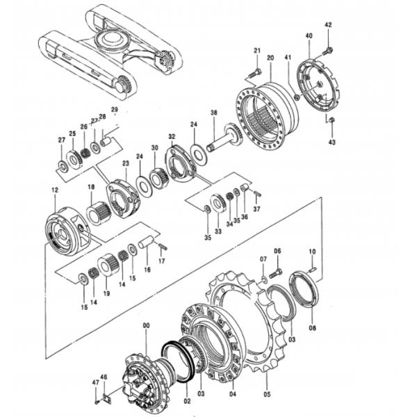 Коробка передач перемещения экскаватора ZX200 9233687, коробка передач 9233688 снижений скорости