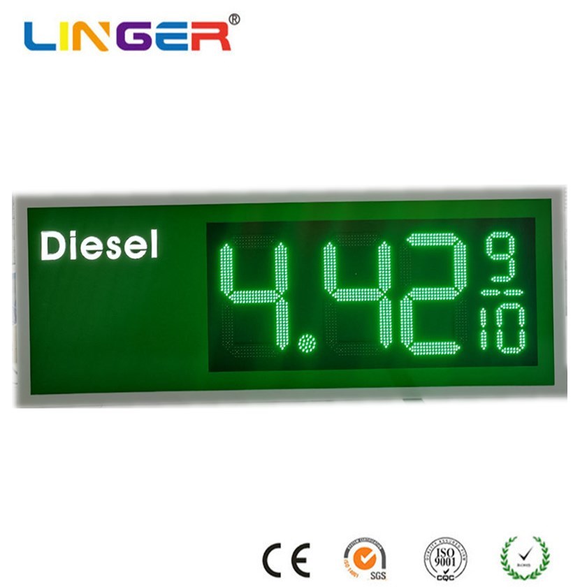 Ultra Bright Gas Station LED Sign Customized LED Gas Price Displays Green