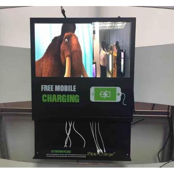 Metal Wall Mounted Electric Mobile Phone Charging Station Digital Signage  With 21.5'' AD Screen