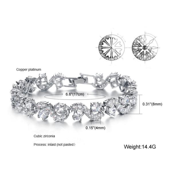Platinum Plated Clear Cubic Zirconia Tennis Bracelet for Women Jewelry (JDS931WHITE)