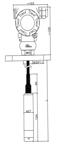 0-200m 304 0r 316L Stainless Steel H20 Liquid Level Pressure Sensor