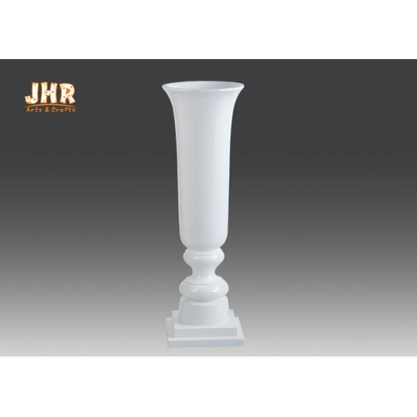 Classic Trumpet Glossy White Fiberglass Planters Floor Vases For Home Hotel Wedding