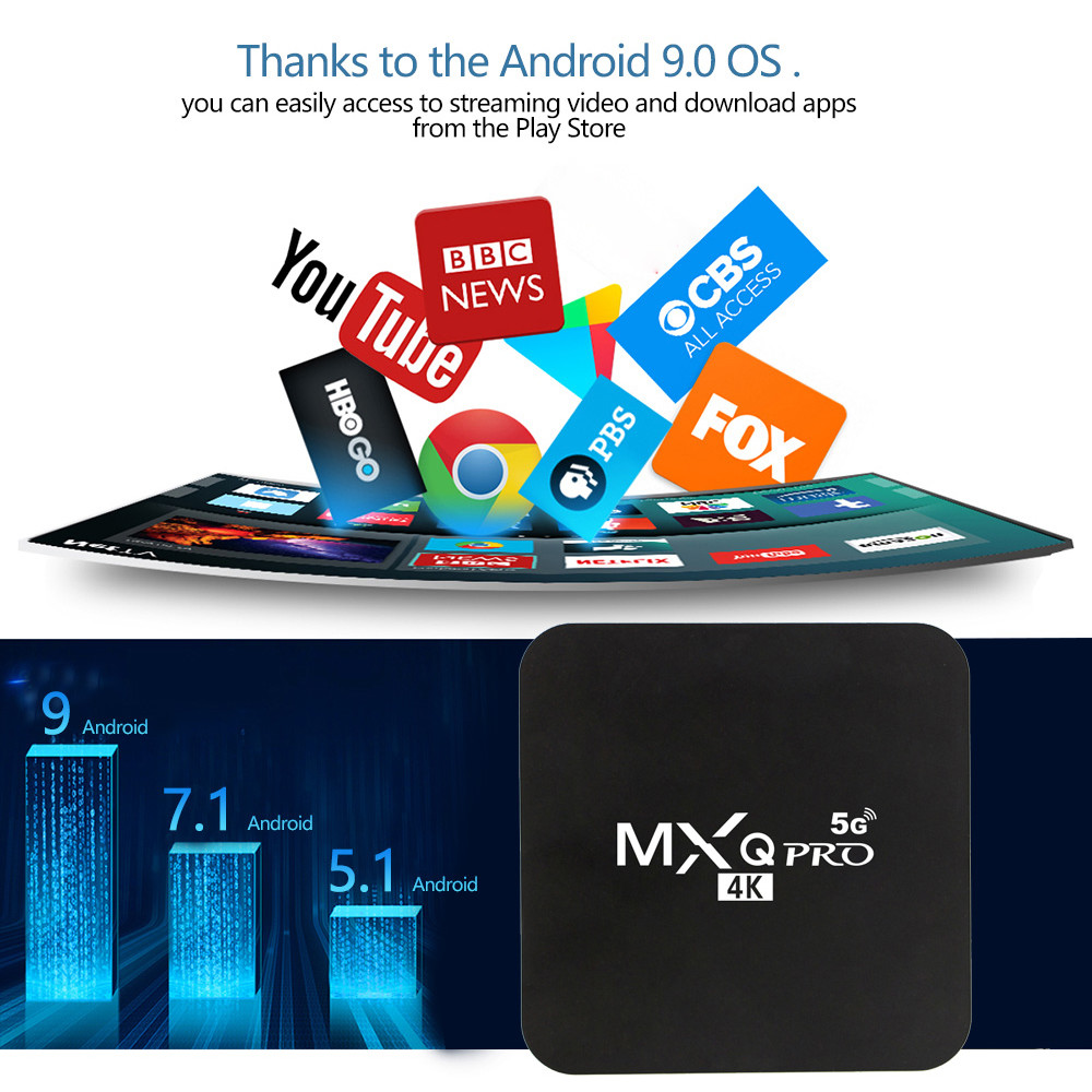 Набор медиа-проигрывателя MXQ обломока 2.4G 5G WiFi 4K Google Youtube ROM Amlogic S905W RAM 16GB коробки 2GB ТВ андроида 7,1 MXQ Pro умный