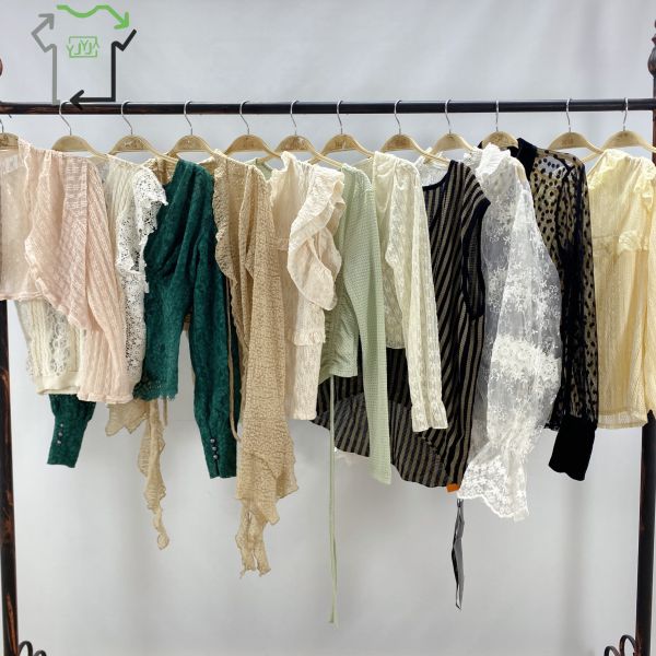 Second Hand Women'S Lace Blouse Mesh Top Used Formal Blouses In Bales A Grade