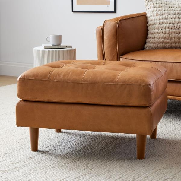 Modern Velvet Arm Leather Chaise Lounge Chair With Ottoman Stool