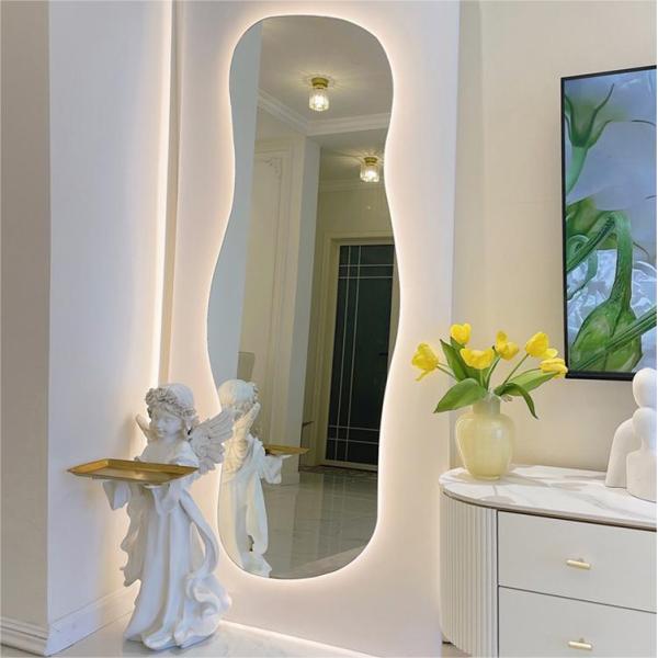 Asymmetrical Backlit Tall Lighted Mirror Floor Length Custom
