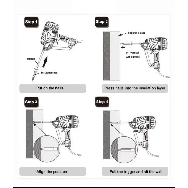 OEM Supported Cordless Pneumatic Power Insulation Nail Gun for Insulation Needs