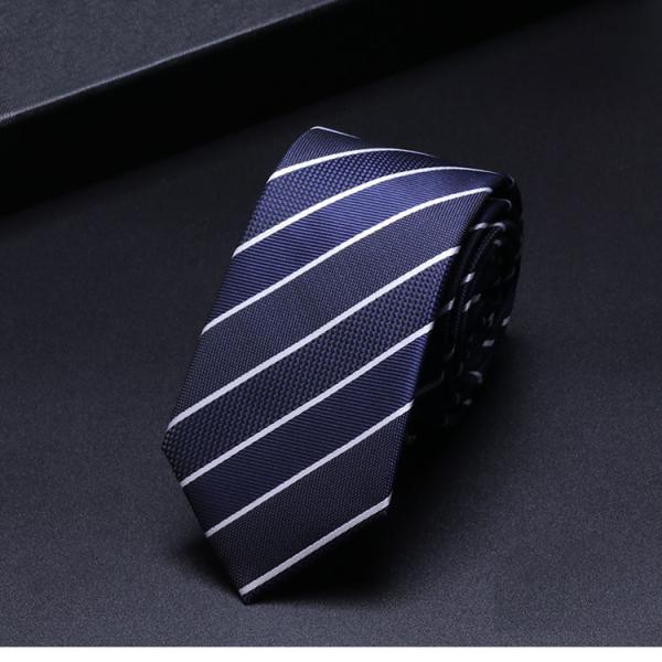 Men's Neckwear Leisure Navy Custom Ascot Woven Tie Silk Woven Strip Necktie