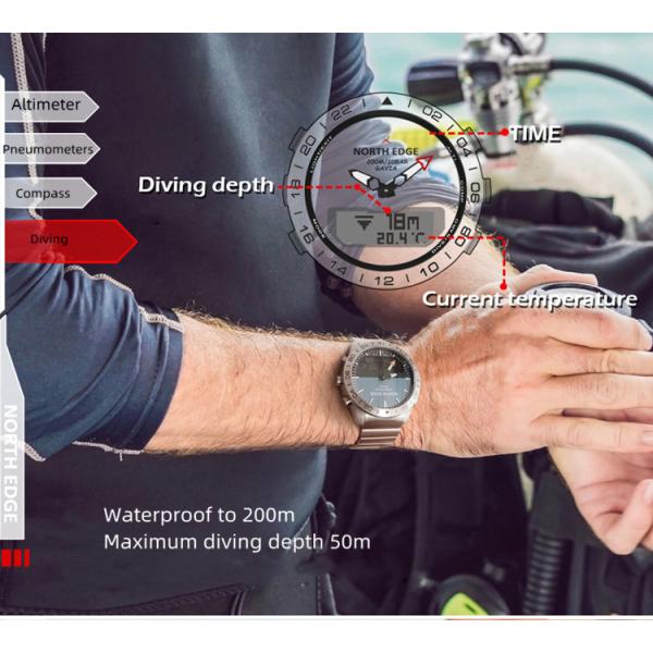 1.8In Waterproof Smart Electronic Watch 220mAh For Altitude Barometric Compass Temperature