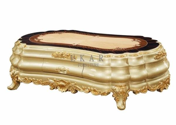 French Luxury Center table Gold Storage Carved Wooden Coffee Table