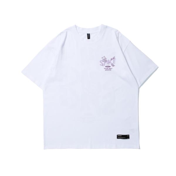 Short Sleeve Unisex Men's T-Shirt Cotton Cartoon Letter Print with Breathable Fabric