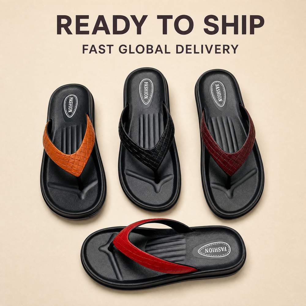 Croc Embossed Strap Flip Flops with Oval Footbed Badge | Source Factory Supply