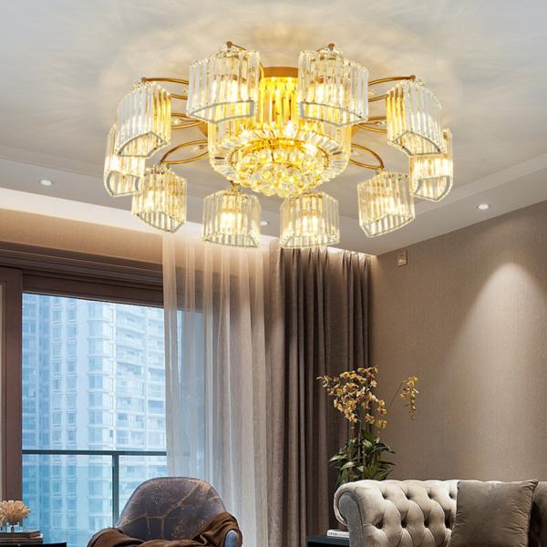 Crystal Ceiling Lights For Living Room Circle Gold Black led flush mount ceiling light(WH-CA-79)