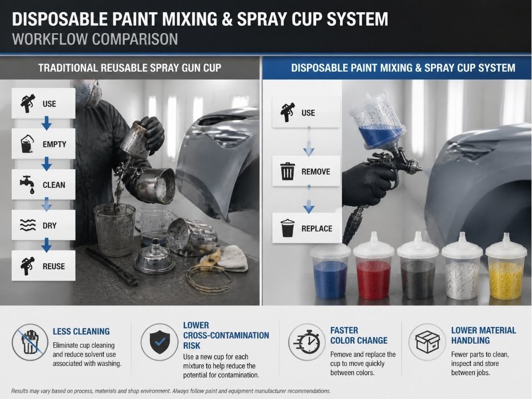 Disposable Paint Mixing Spray Cup System with Ratio Scales for Automotive Refinish Spray Gun Painting