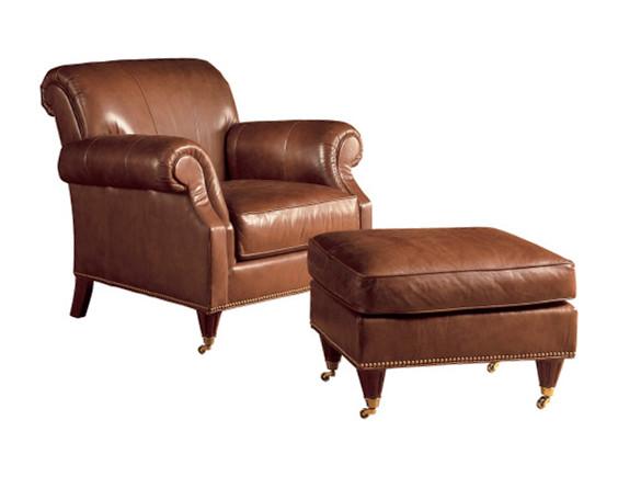 High End  Bedroom Brown Leisure Chair Ottoman High Elasticity Sponge