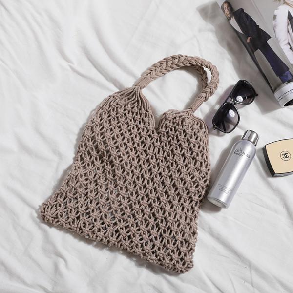 Polyester Lining Material 2024 Hand Crocheted Large Shopping Beach Tote Bag for Women