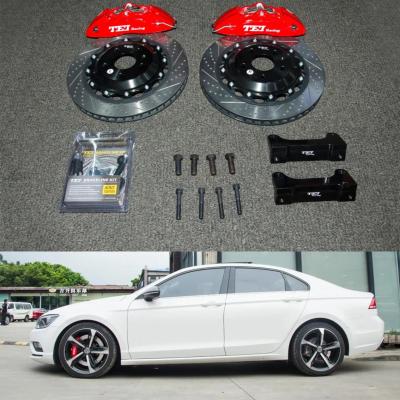 4 Piston Racing Caliper VW big Brake Kit 355*28 MM High Carbon Disc Racing And Brake Pads For Lamando 18 Inch Rim