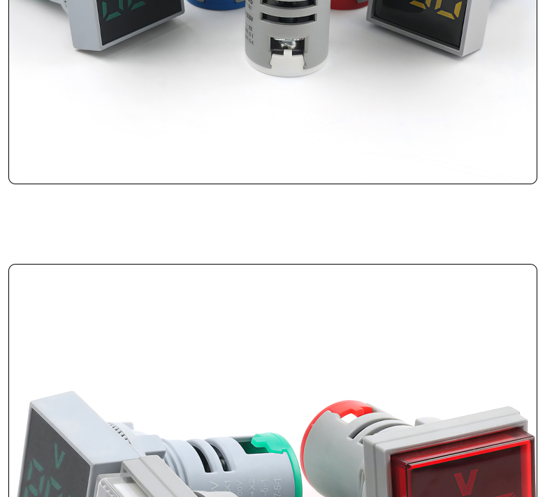 Mini Square 22mm Hole Digital Display Quadrate Voltmeter 24V 220V 380V Indicator AD16-22VMS HY Brand 100A Voltage Meter