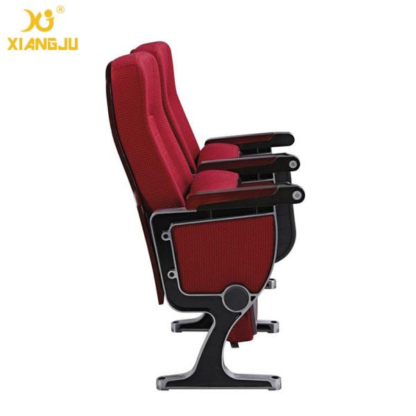 Elegant Moulded Wood Lecture Hall Auditorium Chairs Polished Aluminum Feet