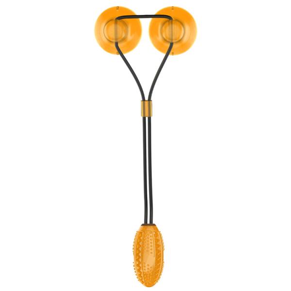 Indestructible Rubber Dog Treat Ball Bite-resistant Double Sucker Chew Toy Dog Pet Toys With 2 Suction Cup Rope