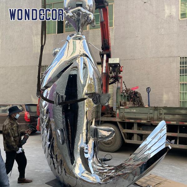 Modern Animal Fish Stainless Steel Sculpture Custom Outdoor Decor Large Sculpture