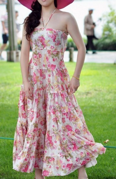 Party Backless Evening Dresses , Summer Print Flower Dresses