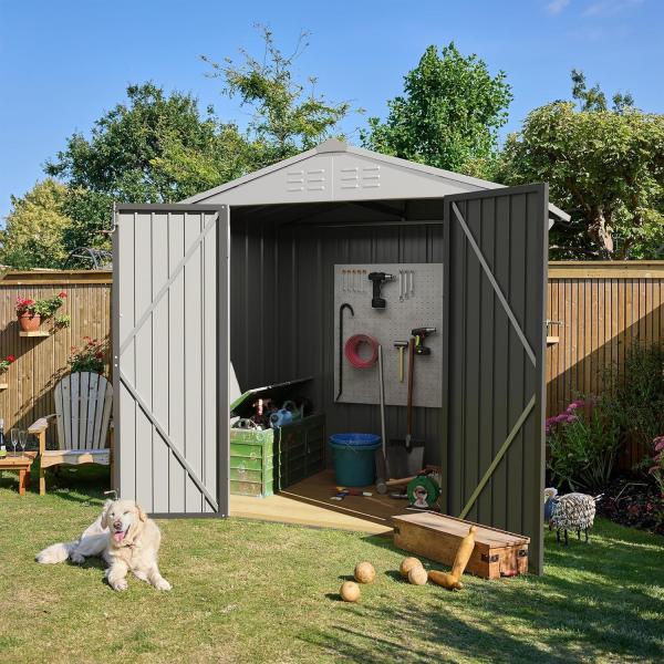 Powder Coated AJUNION Metal Garden Shed Double Lockable Door 50