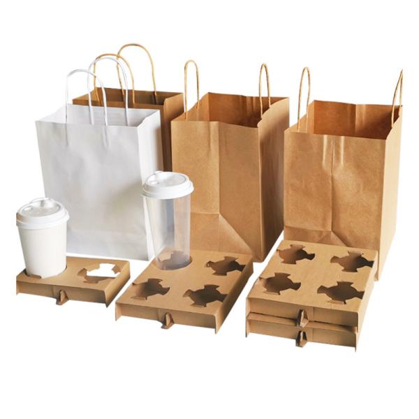 Disposable take away paper pulp tray 2 cup 4 cup holder cup carrier for coffee cup