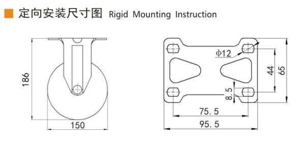 110kg Load Industrial Caster Wheels Chrome Coating Swivel Plate Caster