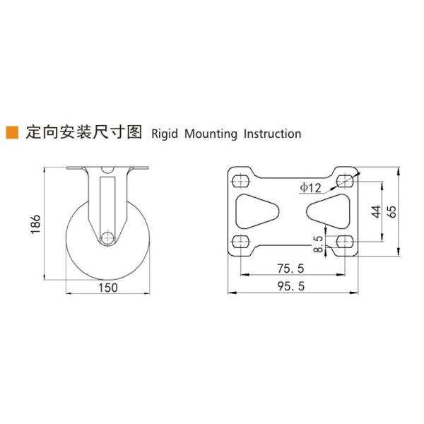 EDL Industrial Plate Swivel Casters 150mm 6inch 130kg Load Chrome Coating
