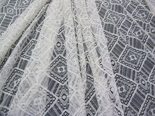 Geometric Royal Blue Cotton Nylon Lace Fabric Mesh For Nightwear SYD-0004