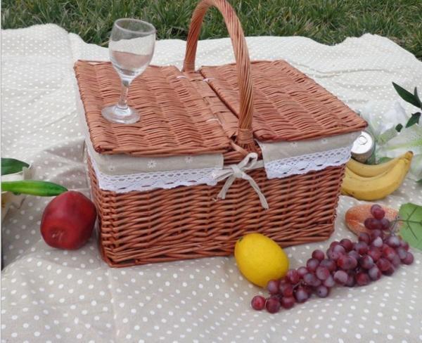 Handmade Natural Willow Wicker Picnic Basket Cheap Lunch Bags Hot sale products Outdoor Lunch Basket