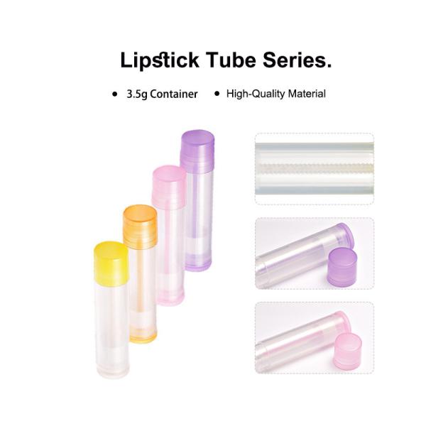 3.5g Plastic Transparent cylindrical Frosted bottle with Purple/pink/yellow/orange cap for empty lipstick tube