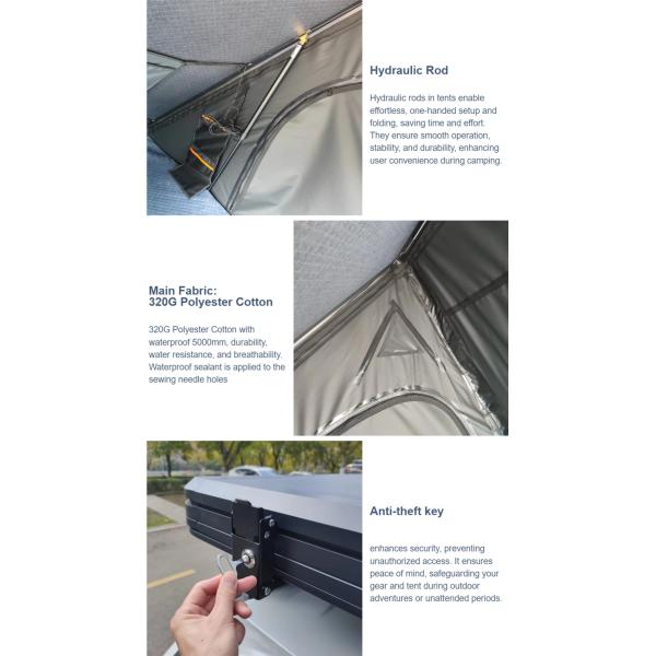 Outdoor Camping Offroad RTT SUV Clamshell Hardshell Slim Waterproof Rooftop Tent