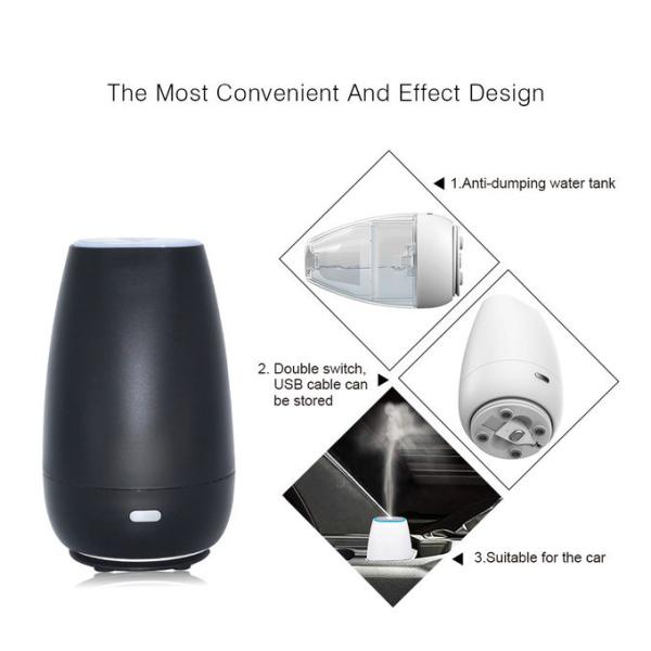 Mini Black Plastic Aroma Diffuser With 7 Color Changing Light