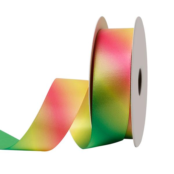 Custom Rainbow Gradient Double Face Satin Ribbon for Personalized Branding