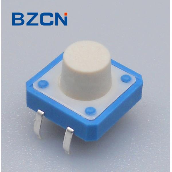 Thru Hole 12 Mm X 12mm Tactile Switch 0.5mA Current Rate Blue House With White Button