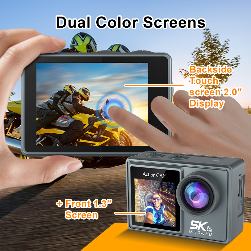 DLC M40TRW 5K Dual Screen Action Camera Waterproof WiFi Remote External Microphone Supported Outdoor Vlog Recording Wide Angle