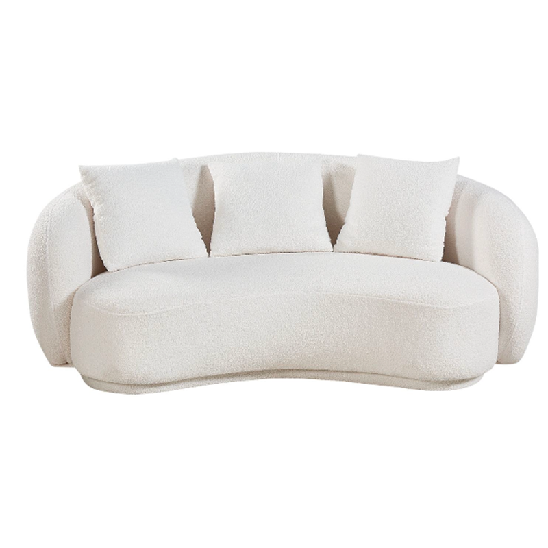 Nordic Style Luxury Three Seater Curved Framed Sofa Fabric Sponge Lazy Sofa Bed Tufted Back Eco-Friendly for Living Room