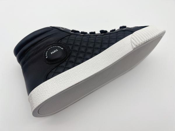 Genuine Leather Athletic Sports Shoes High Top Ladies Black With Ykk Metal Zipper
