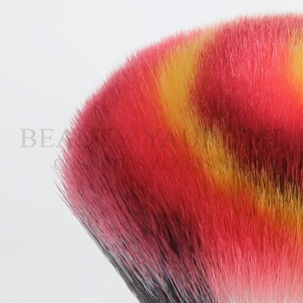 Colourful Hair Kabuki Makeup Brush For Powder Aluminum Handle