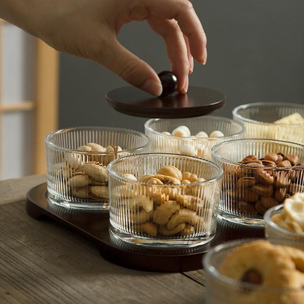 Container Set 4 Jars Glass Snack Container with Wooden Plate and Lid US