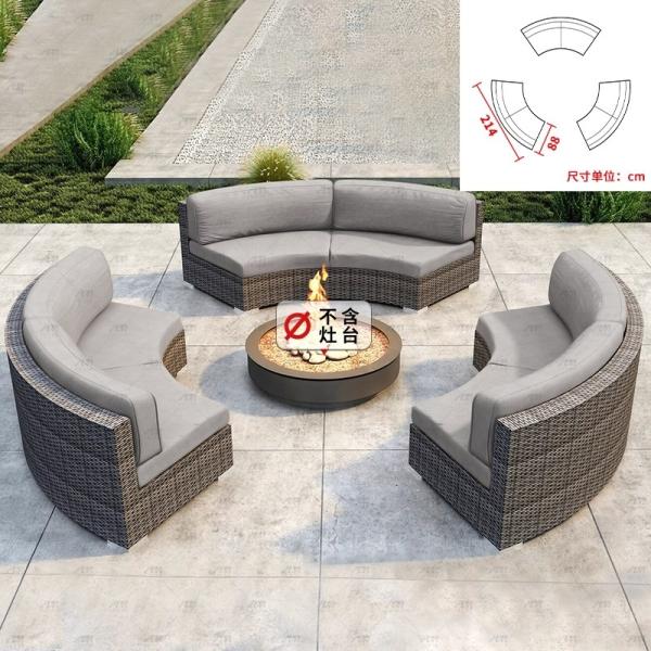 Round Swimming Pool Sofa Unfolded Rattan Sofa Outdoor Black