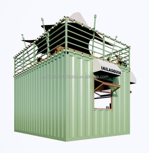 Portable 10ft 20ft Prefabricated Steel Structure Container Houses Mobile Bar Shop for Fast Food Wall 50mm Wave Sandwich Panel