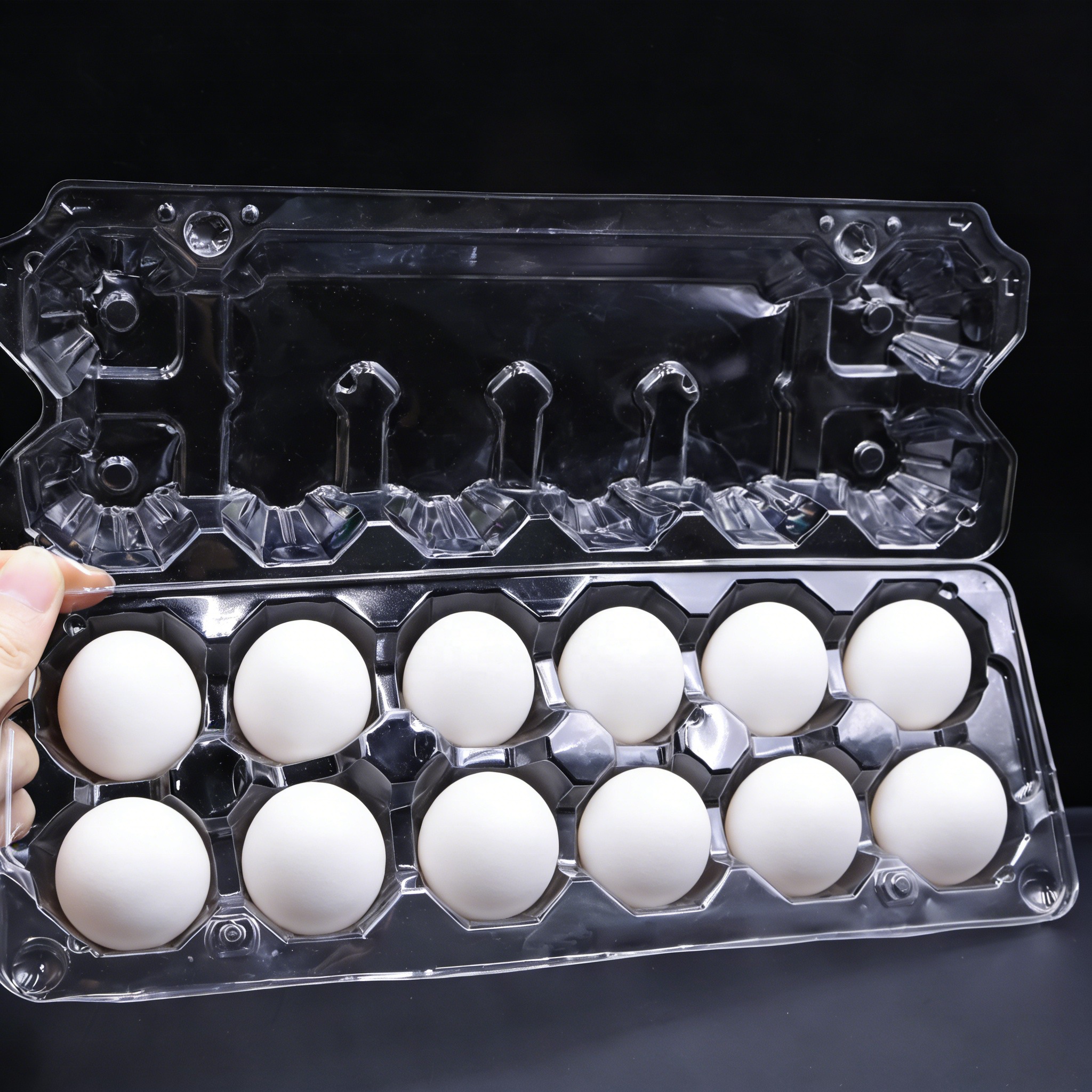 Direct Manufacturer 12 Cavity Clamshell Plastic Egg Tray Clear Pet Egg Box Quail Egg Tray Plastic Blister Packaging for Eggs