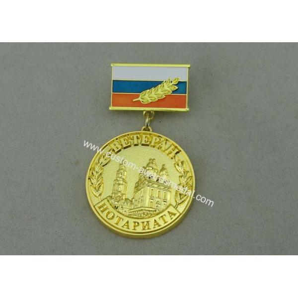 32 mm awards ribbons medals With Synthetic Enamel And Gold Plating