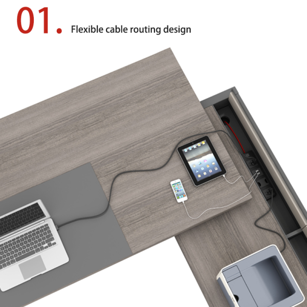 customization Office Manager Supervisor Desk L-shaped Independent Office Desk with Cabinet Concealed Wire Box Manager Desk